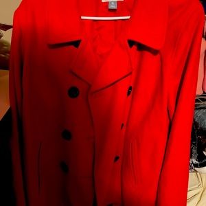 Red pea coat jacket like new